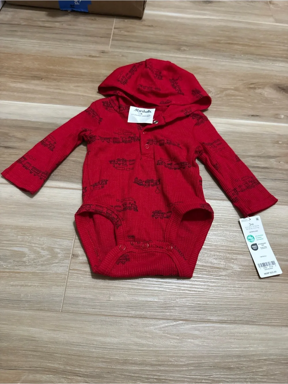 NWT Carter’s thermal waffle hooded long sleeve onesie